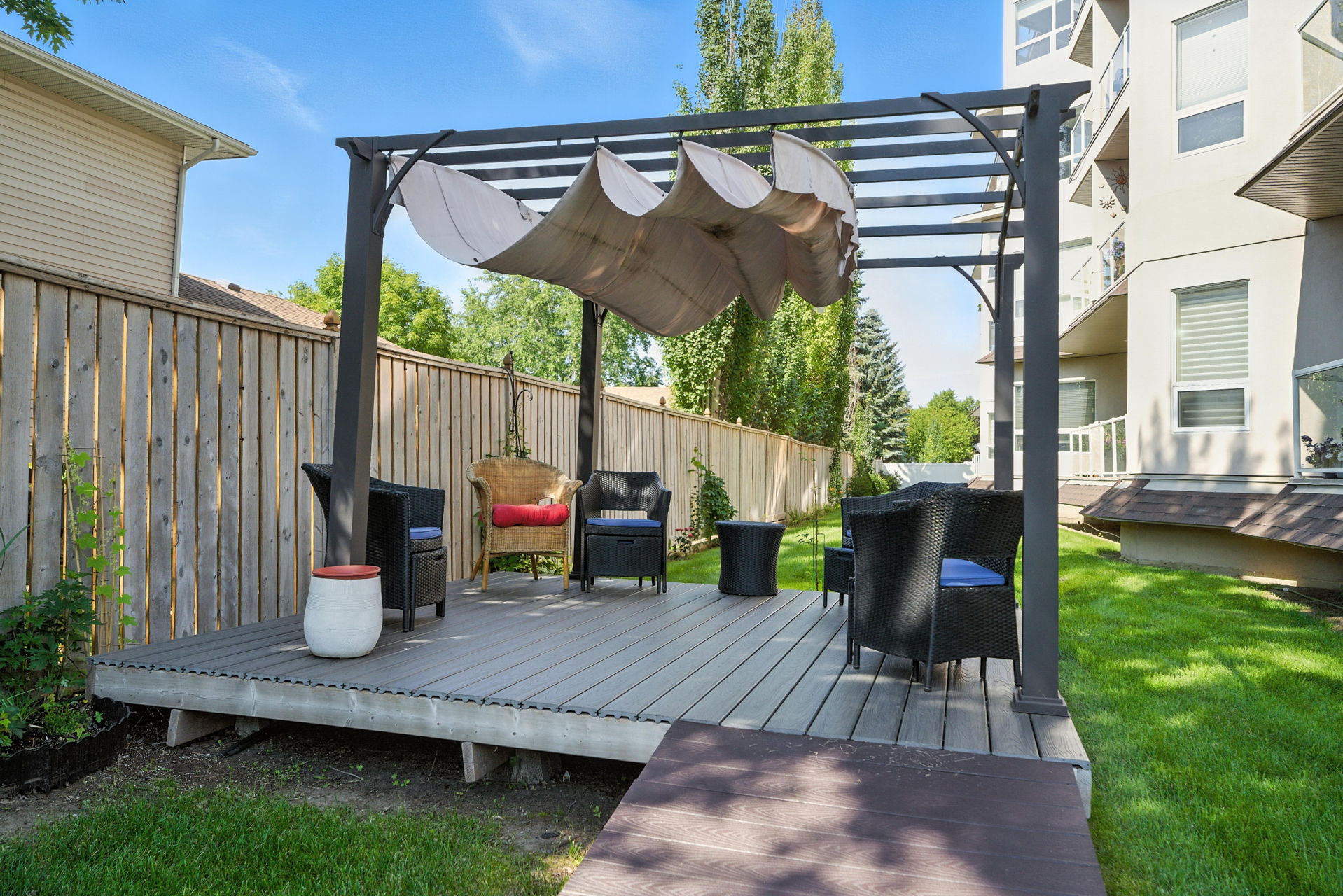 105 – 227 Pinehouse Drive Saskatoon Condo for sale outdoor green space gazebo